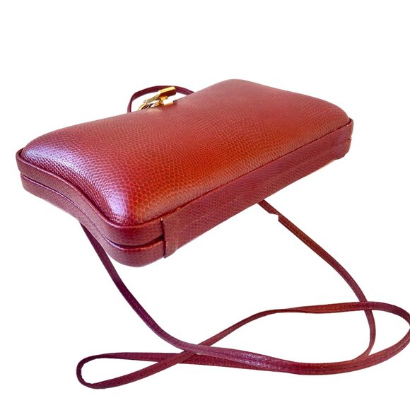 ELAN Vintage Red Snakeskin Print Hard Shell Crossbody Handbag or Clutch - Picture 14 of 15